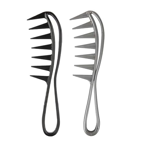 Dladhict 2Pcs Wide Tooth Comb for Wet Curly Wavy Thick Long Hair - Premium Plastic Grip for Wigs, Barber Salon - Large Shark Teeth Anti-Static Hair Combs for Men Women (Black, Grey) - Image 1