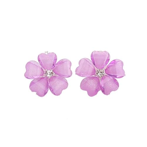 GRACE JUN Silver Plated or Gold Plated Opal Flower Shape Clip on Earrings Non Piercing for Women - Image 1
