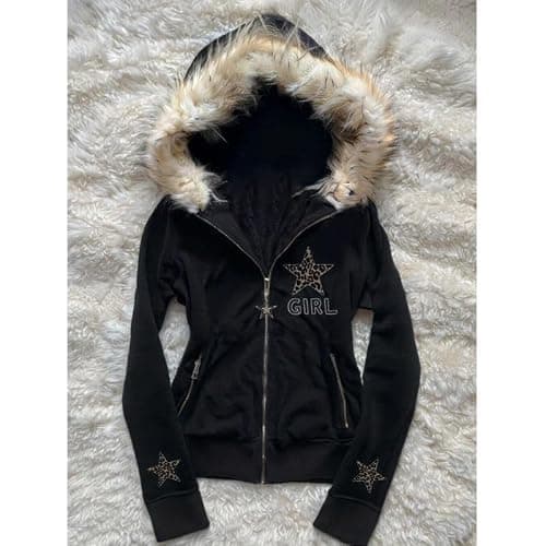 RICHTRUE Y2k Fur Zip Up Hoodie Women Teen Girls 2000s Preppy Clothes Grunge Vintage Sweatshirt Fall Winter Streetwear Jacket thumbnail 5