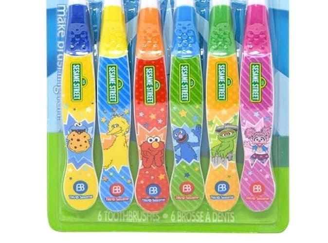 Brush Buddies Sesame Street Toothbrushes for Kids, Soft Bristle Toddler Toothbrushes Ages 2-4, Fun Sesame Street Designs, 6-Count Set thumbnail 3