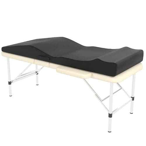 ENITYA Lash Bed Topper, Ergonomic Curvy Massage Table Foam Topper, Non-Slip Esthetician Bed Cushion with Removable Cover for Beauty Salon, Wax/Eyelash/Spa/Tattoo/Facial, 71"×27.5"(Black) - Image 1