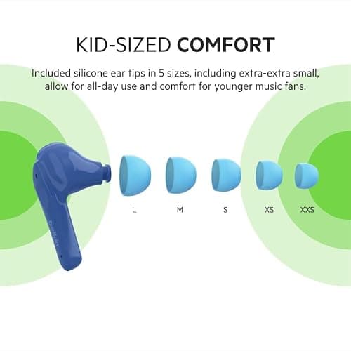 Belkin Soundform Nano - Bluetooth Earbuds for Kids with Built-in Microphone, 24H Battery Life, 85dB Safe Volume Limit - Kids Bluetooth Earbuds for iPhone, iPad, Galaxy & More - Blue thumbnail 6
