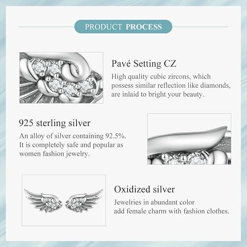 925 Sterling Silver Angel Wing Feather Stud Earrings for Women,Jewelry Gift for Friend Mom thumbnail 8