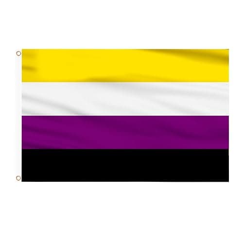 AhfuLife Non Binary Flag - 3x5 Ft Rainbow Pride Flag for Outside - Double Side with Brass Eyelets for Non Binary Party Decor, LGBT Pride Day Party Wedding Decorations - Image 1