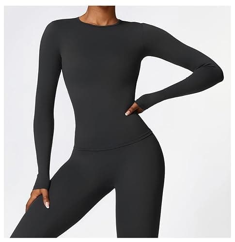 Long Sleeve Crop Tops for Women Workout Seamless Yoga Shirt Slim Fit Athletic Sports Gym Running Shirts thumbnail 2