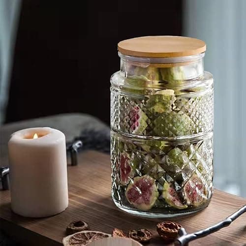 Large Glass Storage Jar, 60 FL OZ Glass Food Storage Containers with Bamboo Lid, Kitchen Containers Cereal Canisters Decorative Jar for Candy Snack Cookies Coffee Tea Nuts Airtight Jars thumbnail 2
