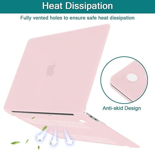 Teryeefi Case Cover for MacBook Pro 13 Inch 2022 2021 2020 2019 2018 2017 2016 Release A2338 M2 M1 A2289 A2251 A2159 A1989 A1706, Frosted Hard Shell +Keyboard Cover Skin + Screen Protector, Chalk Pink thumbnail 6