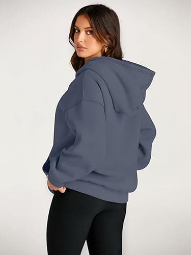 Trendy Queen Womens Oversized Hoodies Fleece Sweatshirts Fall Fashion 2025 Pullover Sweaters Winter Clothes - Dusty Blue - Small thumbnail 4