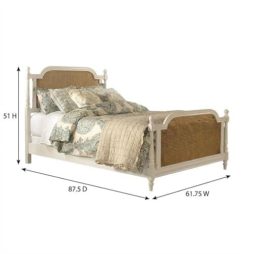 Starlight Canyon Home Brand White Melanie Bed Queen Metal Bed Rails Included Farmhouse Style Sturdy Wooden Frame Solid Cane Construction Comfortable Sleep Solution thumbnail 3