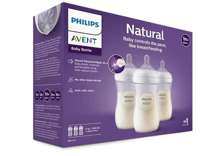 Philips Avent Natural Baby Bottles with Natural Response Nipples (Medium Flow, Flow 3), 9oz, 3-pack, SCY903/03 - Clear - 9oz - 3-pack thumbnail 17