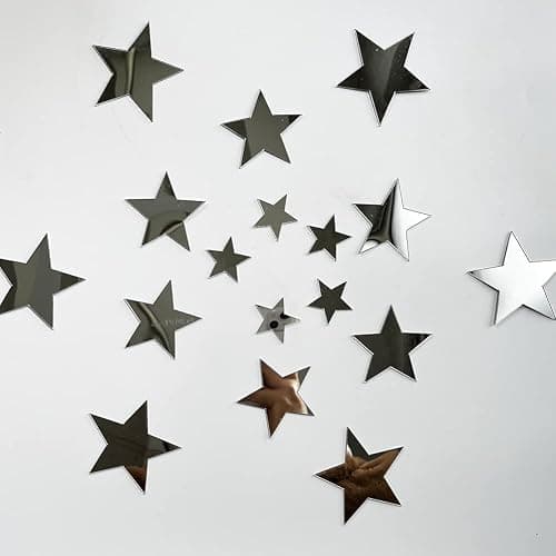 40Pcs Silver Stars Acrylic Mirror Wall Stickers with Adhesive Art Decal Satin Paper Baby Kids Bedroom Home DIY Decor Removable Stickers (Silver Stars) thumbnail 2