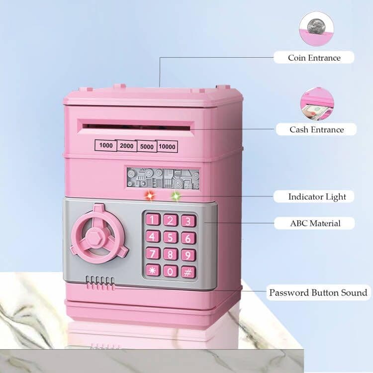 Piggy Bank, Cute Electronic Coin Money Bank for for Kids, Cash Coin Can ATM Bank for Kids 3-7,Auto Scroll Paper Money Saving Box with Password for Real Money Christmas Birthday Gifts (Pink) thumbnail 4