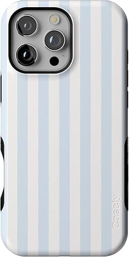 Casely iPhone 16 Pro Case | Blue Stripes | Sunday Best | Compatible with MagSafe | Bold Protective Design - Image 1
