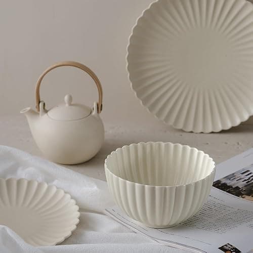 Flower-Shaped Daisy Bowl Set, 5.5-Inch, 17oz Matte Crème - Pack of 4 (Matte Crème) thumbnail 3