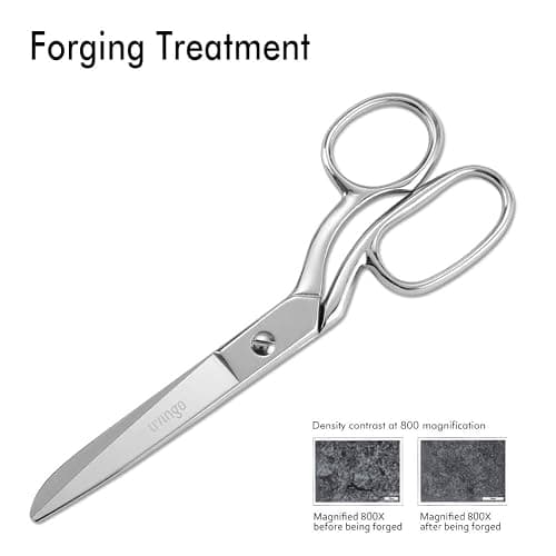 LIVINGO 8" Professional Heavy Duty Tailor Fabric Scissors, Dressmaker Sewing Classic Stainless Steel Ultra Sharp Forged Shears, Bent A-silver thumbnail 4