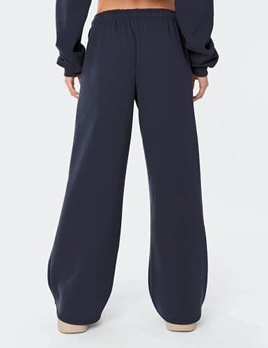 HeSaYep Women's Fleece Lined Sweatpants Wide Leg Thermal Winter Warm Baggy Sweat Pants with Pockets thumbnail 2