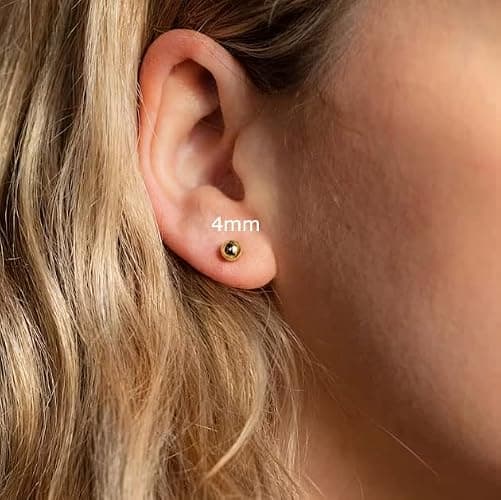 Renkovte Tiny Ball Stud Earrings for Women,Dainty 2mm 3mm 4mm Ball Studs for Cartilage Helix Second Lobe Piercing 316 Surgical Steel Hypoallergenic thumbnail 2