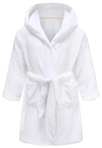CJMJXPH Kids Toddler Boys Girls Fleece Robe Soft Hooded Bathrobe Pajamas Sleepwear 2-16 Years - Image 1