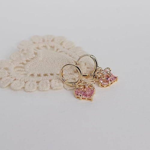 Sonateomber Gold Silver Small Hoop Dangle Earrings for Women, Trendy Dainty Rhinestone CZ Dangling Prom Wedding Leaf Flower Snowflake Butterfly Starfish Fashion Jewelry Gift thumbnail 7