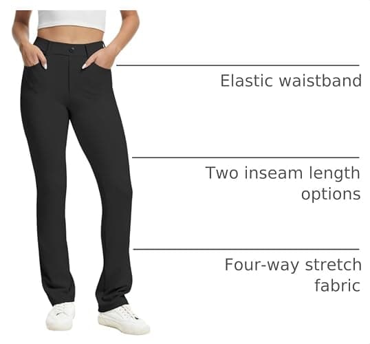 VIMPEP Women’s Stretchy Yoga Dress Pants High Rise Straight Leg with Pockets Casual Petite/Regular 1202 thumbnail 4