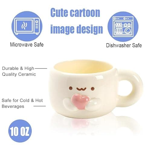 Cute Funny Coffee Mugs Valentines Day Mug Anime Cup For Women, Unique Anniversary Engagement Couple Gifts For Him And Her, Kawaii Mr And Mrs Gifts (Heart) thumbnail 4