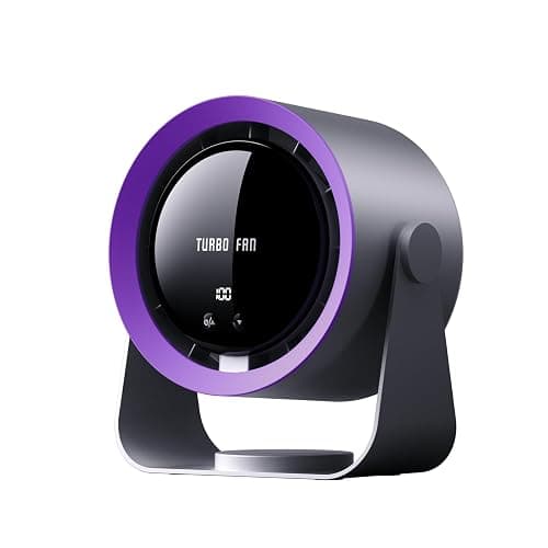 Wastou Rechargeable USB Desk Fan with Digital Display, 5-Speed Ultra Quiet Table Fan, 90° Manual Tilt & Hangable Fan for Bedroom, Kitchen, Camping, Office，Living Room - Image 1