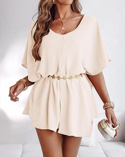 CHICME Women's 3 Piece Summer Outfits Off Shoulder Batwing Sleeve Tops with Bandeau and Skorts Sets Casual Vacation Outfit thumbnail 5