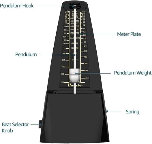 Ueteto Mechanical Metronome Black/Loud Sound Piano Drum Violin Guitar thumbnail 5