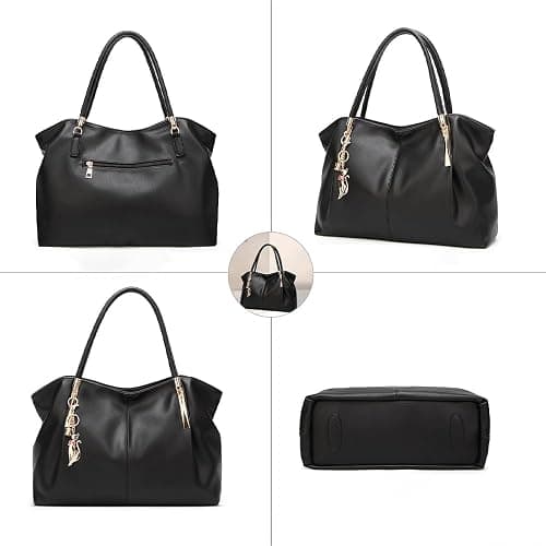 Pahajim Tote Bags for Women PU Leather Shoulder Bags Women with Zip Waterproof Bag Simple and Lightweight Ladies Handbags for Work Shopping Bag thumbnail 4