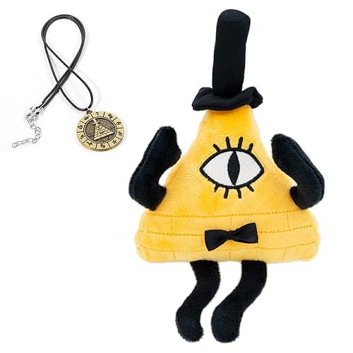 EIKOU Gravity Falls Bill Cipher Plush Keychain, Yellow Triangle Stuffed Doll with Top Hat, Soft Cartoon Backpack Charm for Kids, Birthday Halloween - Image 1