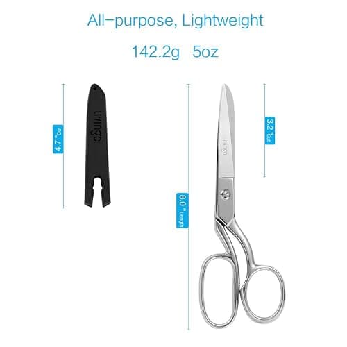 LIVINGO 8" Professional Heavy Duty Tailor Fabric Scissors, Dressmaker Sewing Classic Stainless Steel Ultra Sharp Forged Shears, Bent A-silver thumbnail 3