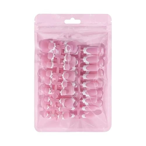 60Pcs White French Tip Press on Nails & Press on Toenails Set, Square Press on Nails Medium Fake Nails French False Toenails Full Cover Stick on Nails for Women Manicure Kit thumbnail 3