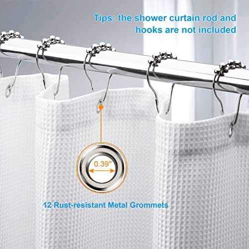 AmazerBath Extra Long Shower Curtains 84 Inches Tall, Waffle Shower Curtain White Heavy Duty, Extra Tall Shower Curtain Fabric, Hotel Quality Bathroom Shower Curtains, 72x84 Inches thumbnail 4