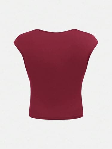 RoseSeek Girl's Ruched Cap Sleeve Tops Sweetheart Neck Slim Fit Cropped T Shirts Cute Summer Clothes thumbnail 3
