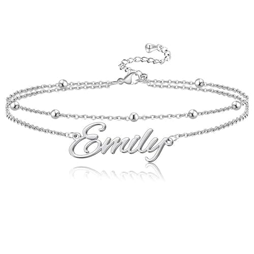 Personalized Name Ankle Bracelet for Women Custom Layered Name Anklet with Initials 18K Gold Plated Graduation Gift Customized Anklets for Women 8.7”-10.7” - Image 1