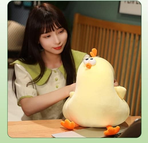 Maomoto Funny Fat Chicken Plush Pillow, Super Soft Mother Hen Doll, Cute Chicken Neck Pillow, Yellow Plush Stuffed Animal for Boys & Girls Festival Gifts thumbnail 8