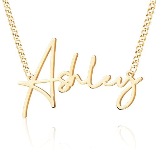 EVER2000 Custom Name Necklace, 18K Gold Plated Nameplate Personalized Jewelry Gift for Women - Image 1