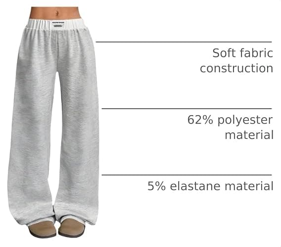 RoseSeek Girl's Wide Leg Baggy Sweatpants Patched Track Pant Joggers Trendy | High Elastic Waist, Long Trousers, Sweat Pants for Girls Size 10-12, Streetwear, Fall Outfits thumbnail 4
