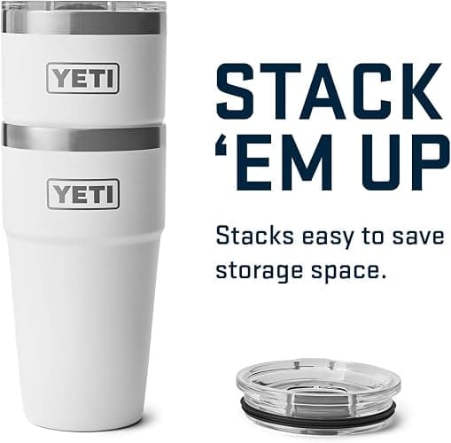 YETI Rambler Cup, Vacuum Insulated Stainless Steel Stackable Cup with Magslider Lid, White, 20 oz (591 ml) thumbnail 4