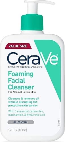 CeraVe Foaming Facial Cleanser, Face Wash for Oily Skin, 16fl oz | Skin Care with Hyaluronic Acid & Niacinamide, Makeup Remover, Daily Face Wash For Men & Women, Fragrance Free, Oil Control - Image 1