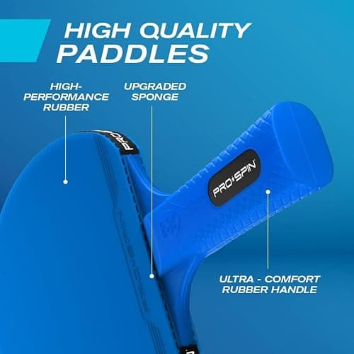 PRO SPIN All-in-One Portable Ping Pong Paddle Set | Table Tennis Set | Retractable Ping Pong Net (Up to 72" Wide) | 3-Star Balls | Storage Case | Game Table (2-Player Set, Ultra-Comfort Paddles) thumbnail 5