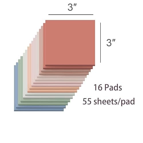 (16 Pack) Sticky Notes 3x3, Vintage Colors, Sticky Pads, Recyclable, Easy to Stick for Home, Office, Notebook thumbnail 3
