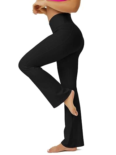 FOHOFO Yoga Pants Women, Flare Leggings for Women with Pockets Crossover High Waisted Bootcut Yoga Pants thumbnail 3