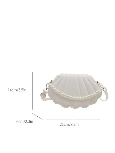 MakeMeChic Women's Seashell Shape Pearl Croccbody Handbag Leather Flap Adjustable Strap Shoulder Bag thumbnail 6