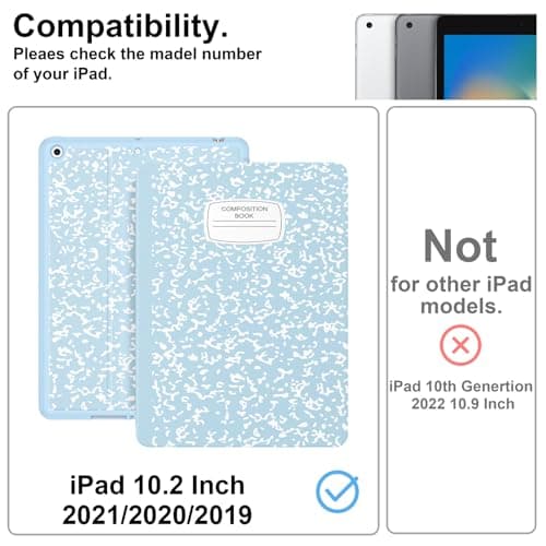 Supveco Case for iPad 9th/8th/7th Generation 10.2 inch (2021/2020/2019 Model) with Pencil Holder, Premium Folio Stand Case with Auto Wake/Sleep,Soft TPU Back Shell Cover for iPad 10.2 Inch-Ice Blue thumbnail 2