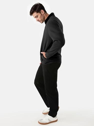 PLEPAN Mens Quarter Zip Pullover Fleece Sweatshirt Casual Mock Neck Sweater Polo Long Sleeve thumbnail 4