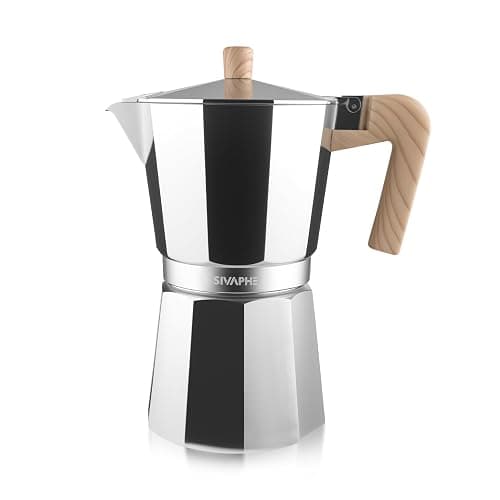 Sivaphe Aluminum Moka Pot 12 Espresso Cups, Percolator Espresso and Coffee Maker, Portable Stovetop Italian and Cuban Café Brewer for Home and Camping Sliver thumbnail 8