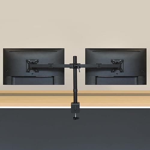 Amazon Basics Adjustable Dual Computer Monitor Arm Mount, Holds Monitors up to 32 Inches (81.3 cm), Black thumbnail 7