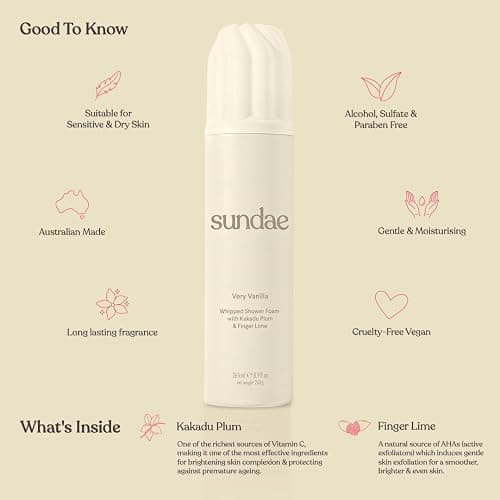 sundae Whipped Shower Foam Very Vanilla Foaming Body Wash 8.9 fl oz, 265ml with Kakadu Plum & Finger Lime thumbnail 7