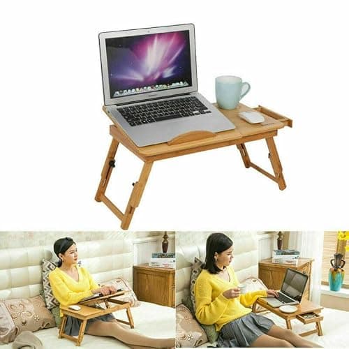 LN COZY CORNER Premium Bamboo Laptop Stand – Adjustable & Portable Laptop Riser for Desk/Bed/Sofa, Foldable Design with Drawer – Ergonomic Laptop Accessory for Home/Office thumbnail 9